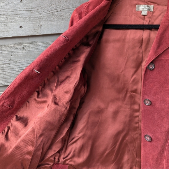 VTG 90s The Territory Ahead Brick Red Nubuck Leather Jacket Size Small - Picture 7 of 10
